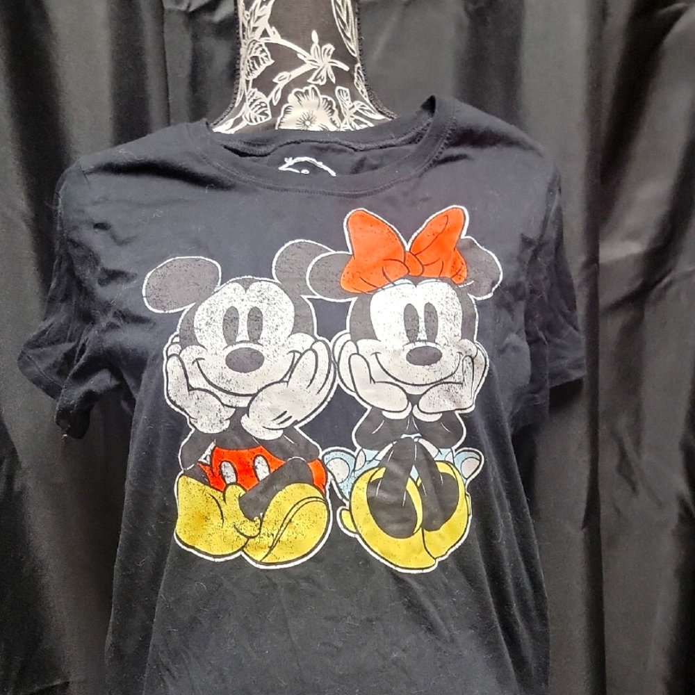Disney Black Mickey and Minnie Juniors T-Shirt